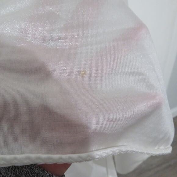 Cinema Etoile Womens Sz M Off White Long Line Nylon Wrap Dress Vintage Nightgown - Picture 9 of 9